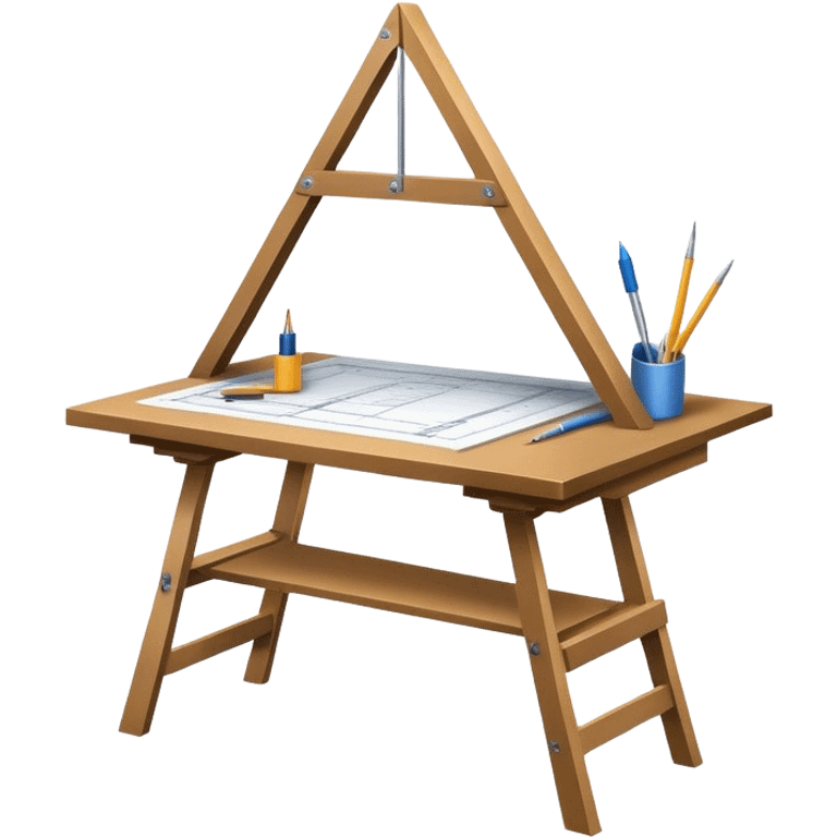 Create a sleek and modern icon representing Architecture, featuring elements like blueprints, a drafting table, and architectural tools (ruler, line, triangle). The design should be visually sophisticated, clean, and professional, without any emojis. The background should be transparent emoji