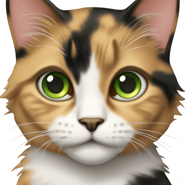 Green eyes Calico Cat Full Body emoji