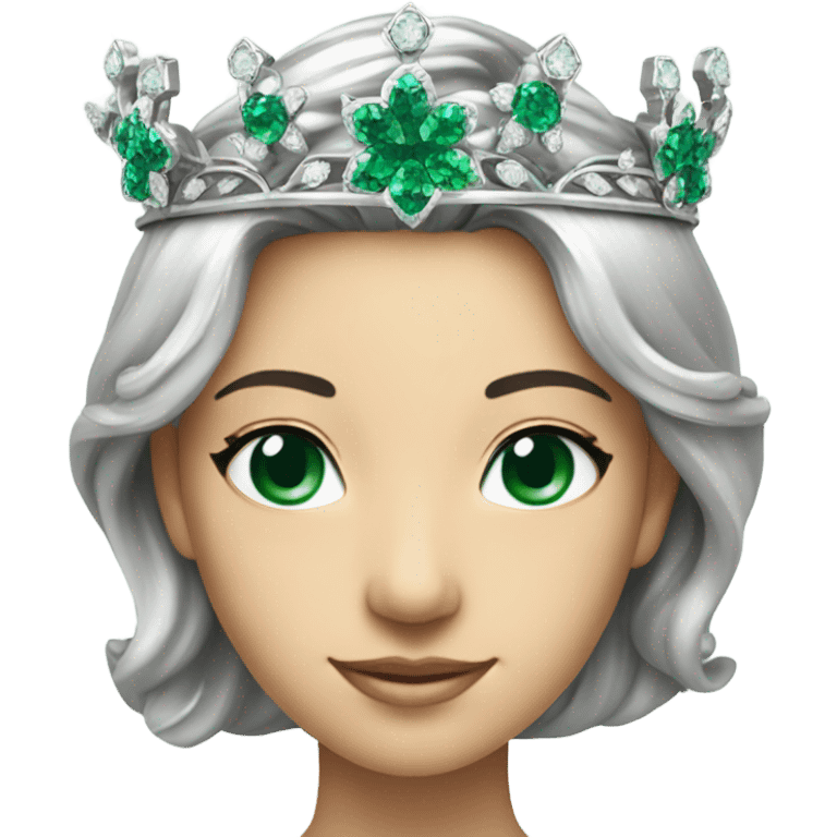 Silver crown with flowers made of emeralds emoji