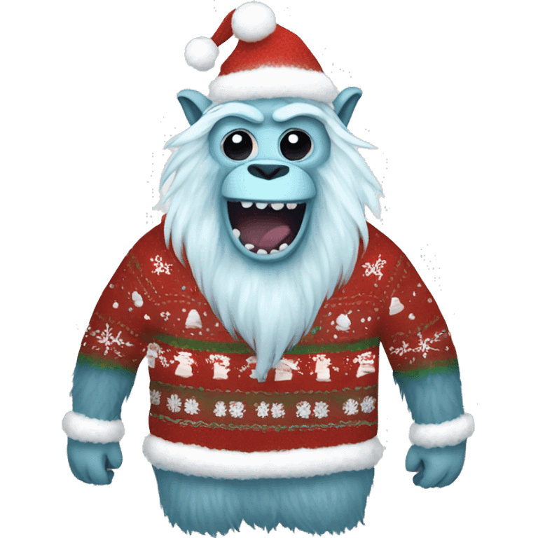 Yeti wearing ugly Xmas sweaters  emoji