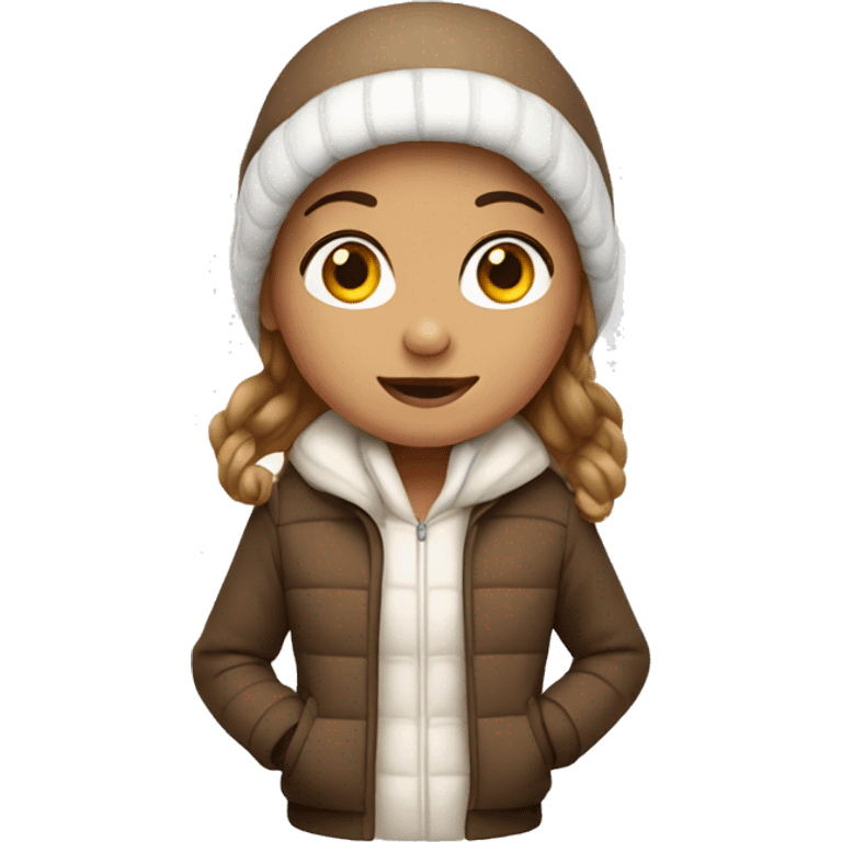 girl wearing a white and brown winter outfit emoji