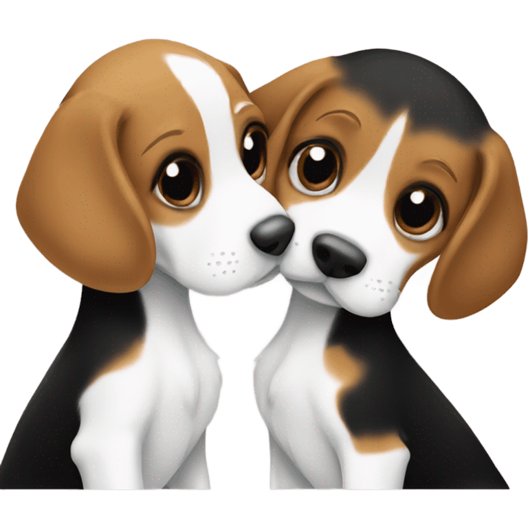 Beagles kissing black emoji