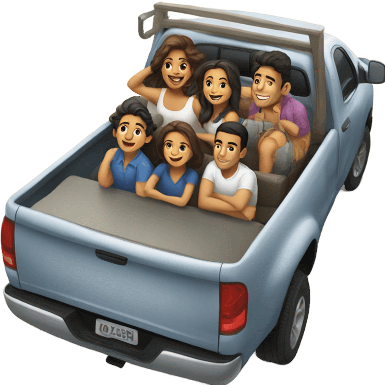 Hispanic people riding in a truck bed emoji