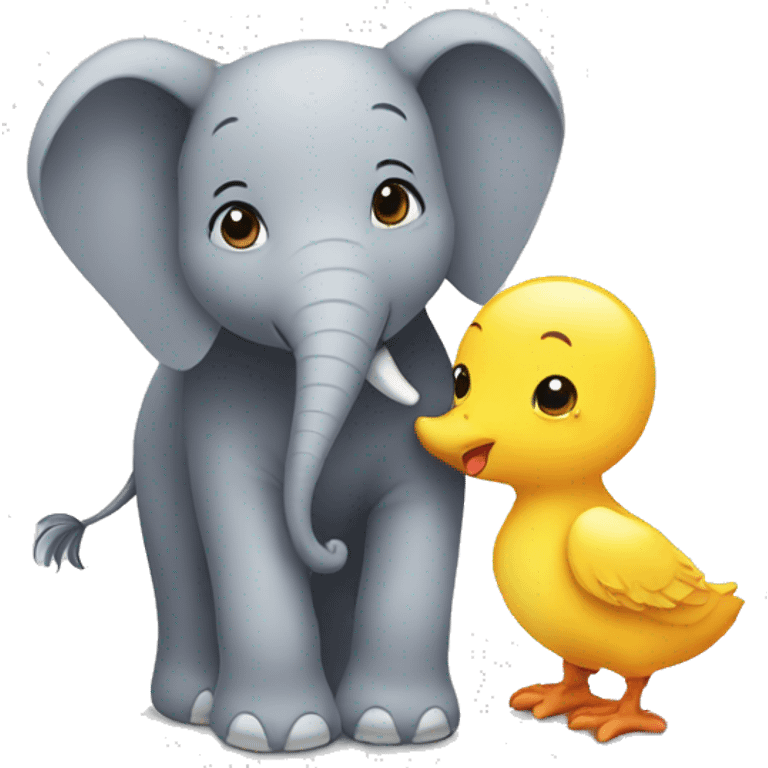 Chick and elephant hugging emoji