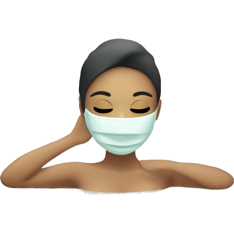 Lady with face mask spa beauty full face relaxing emoji