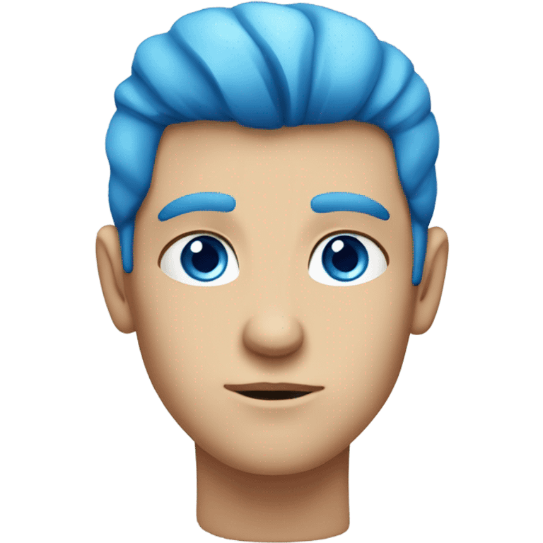 Serious Caucasian boy with blue eyes and blue hair emoji