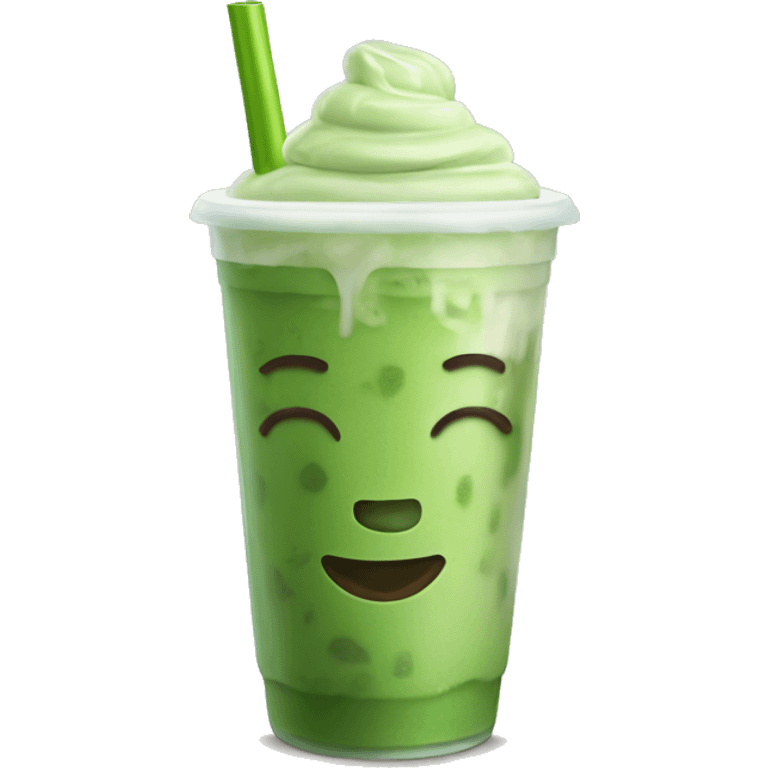 Iced matcha latte to go cup with straw emoji