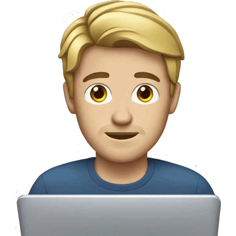 Man with brown hair and blonde tips working on laptop emoji