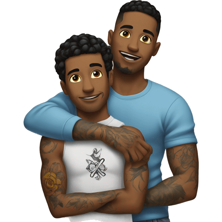 brotherly bond indoors with tattoos emoji