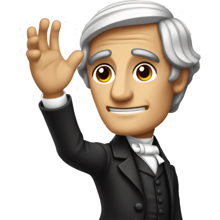 Ralph Waldo Emerson with his hand presenting something emoji