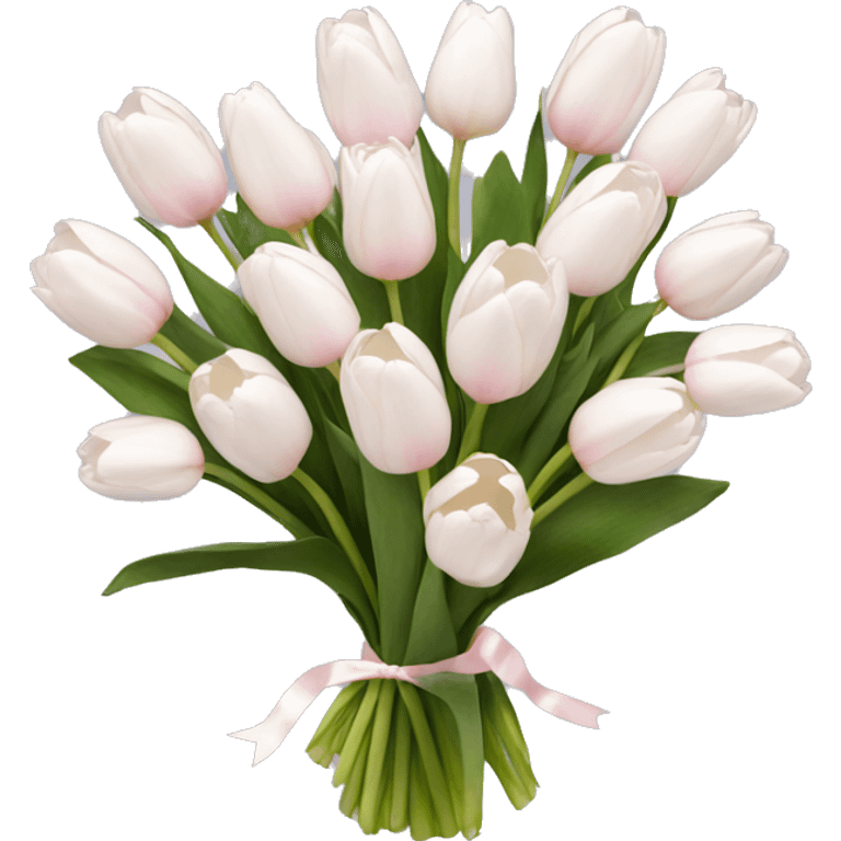 White tulips bouquet with light pink bow  emoji