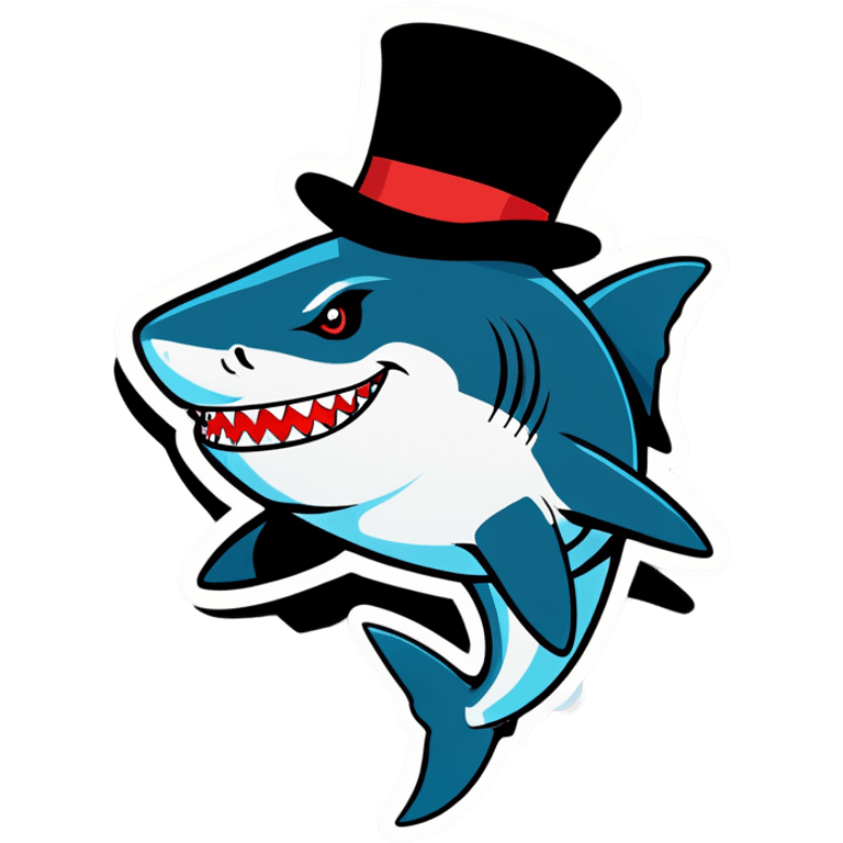 Shark with a top hat emoji