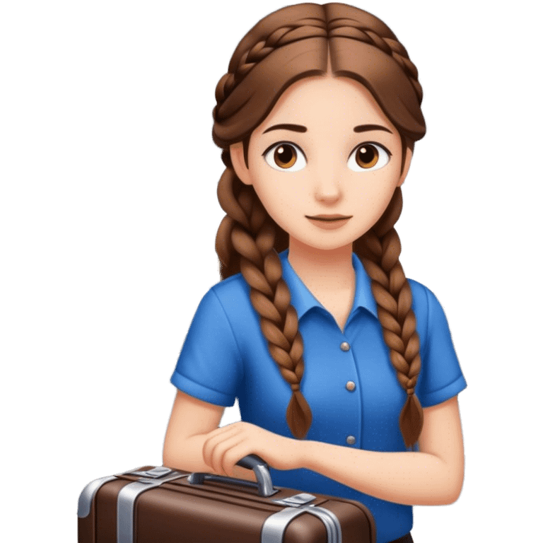 Girl with long hair in braid working at airport bags emoji