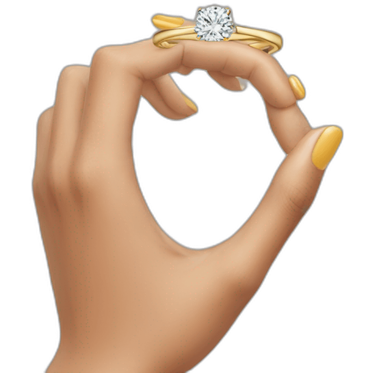 One hand giving engagement ring to another emoji