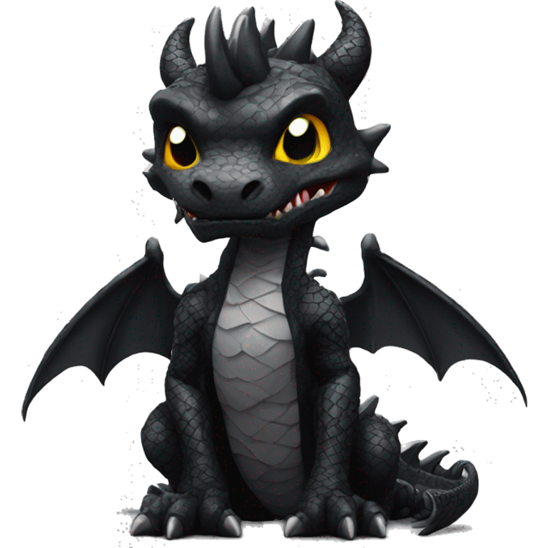 Black dragon dressed in punk clothes with chequer markings emoji