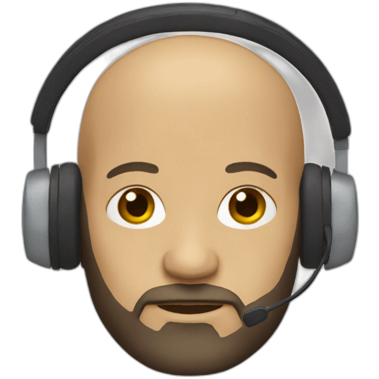 bald man with beard with headset emoji