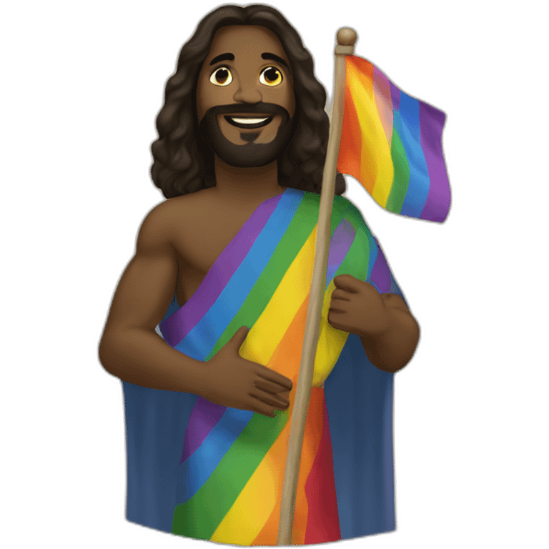 black jesus waving pride flag emoji