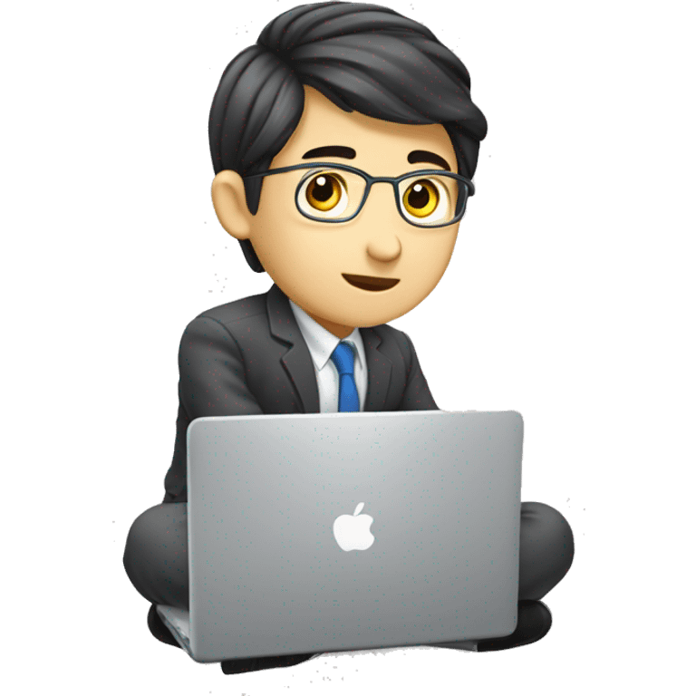 Handsome-finance-korean boy-working-with-windows laptop emoji