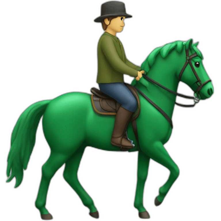 Personne sur le dos d'un cheval vert emoji