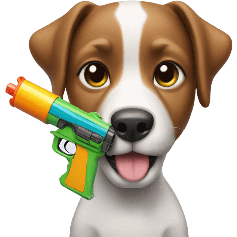 dog holding a watergun emoji