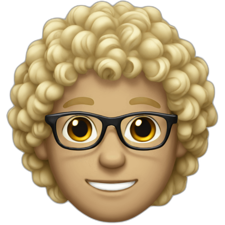 Blond man curly hair crystal glasses emoji