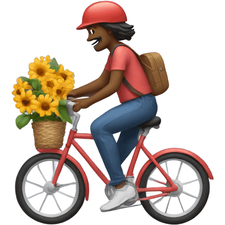 Flowers riding a bike emoji