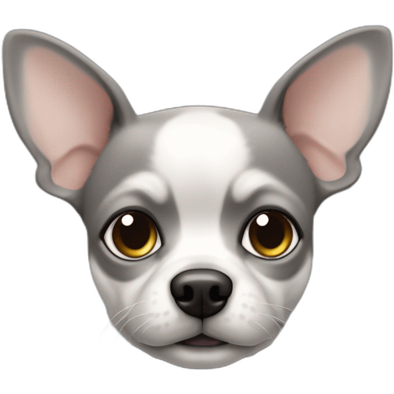 Chien de type chihuaha de 9 ans couleur gris visage emoji