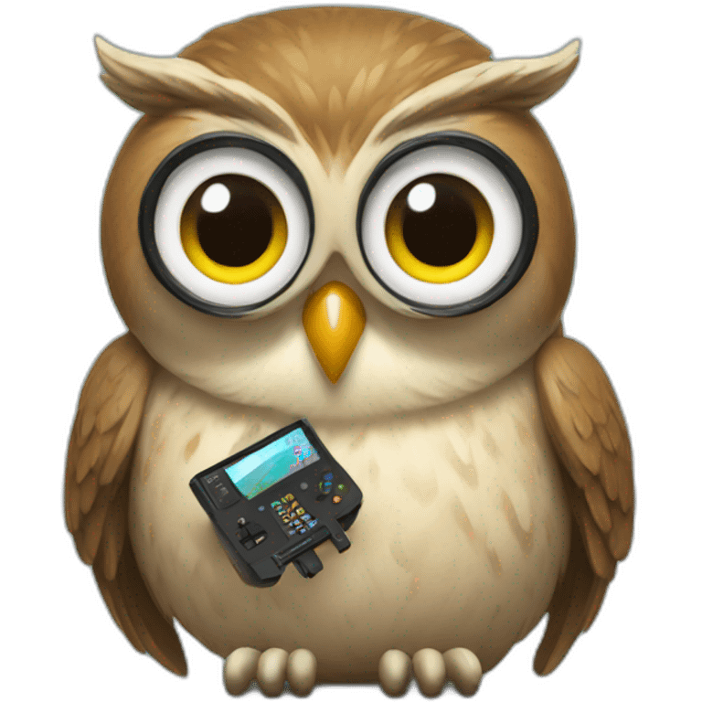 Owl playing video games emoji