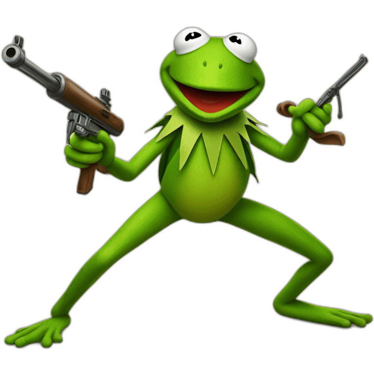 kermit the frog firing his weapon emoji