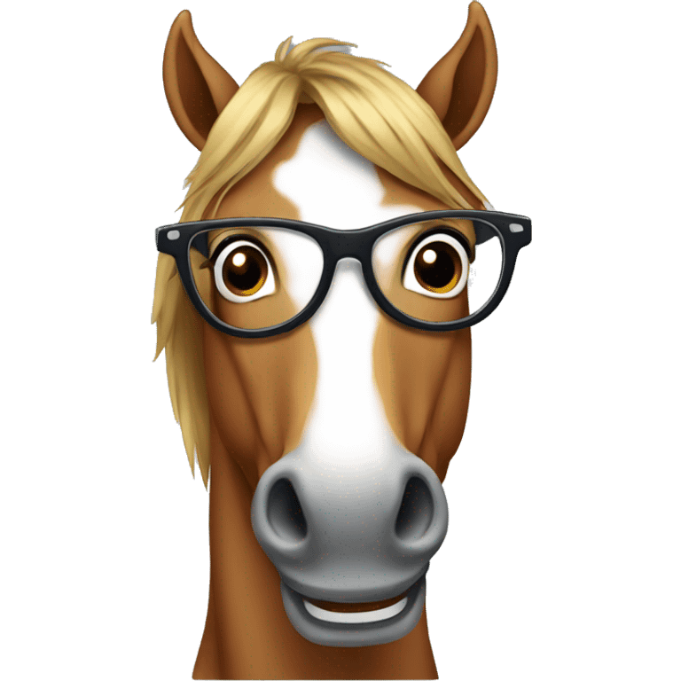 A horse smiling with specs emoji