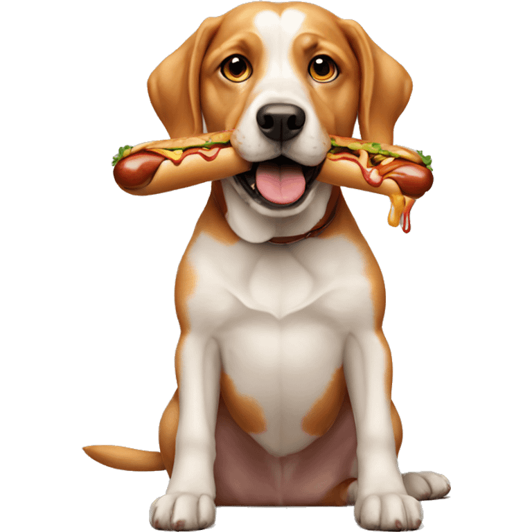 Dog with hotdog in mouth  emoji