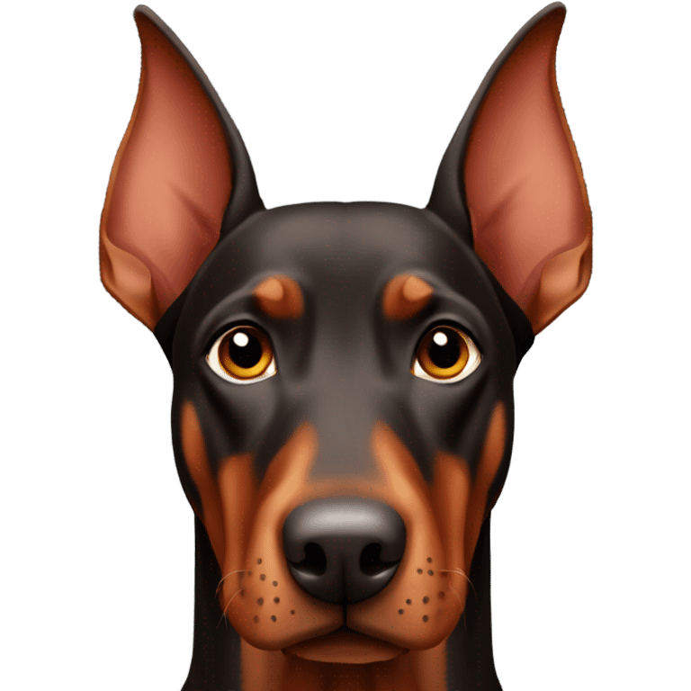 Red Doberman without cropped ears face emoji