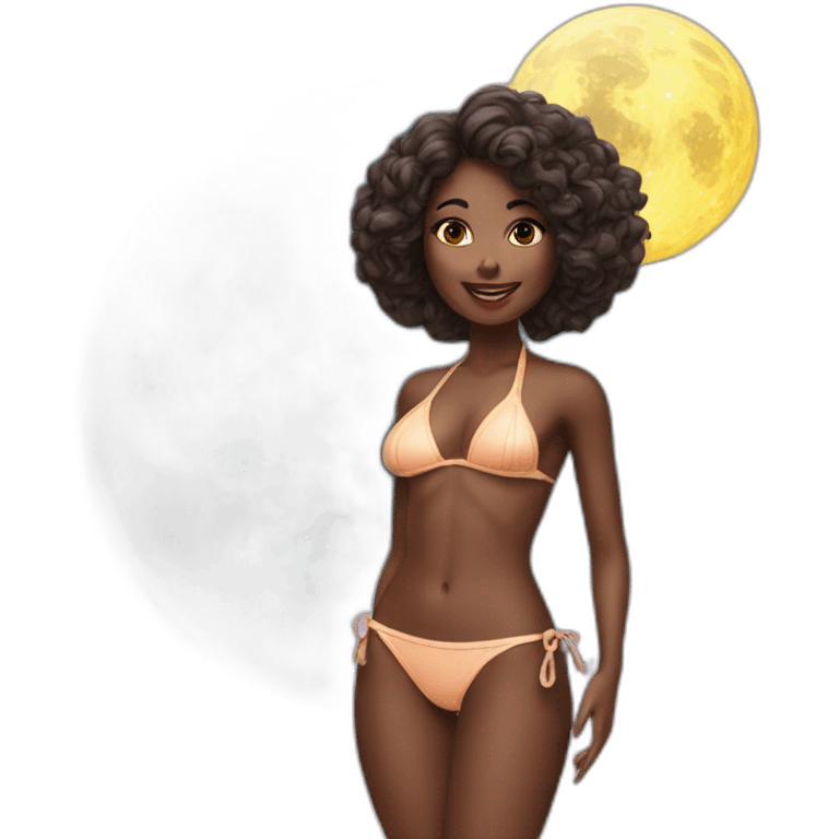 Bikini girl on the moon emoji