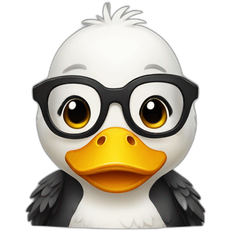 Cute duck glasses with black hair emoji