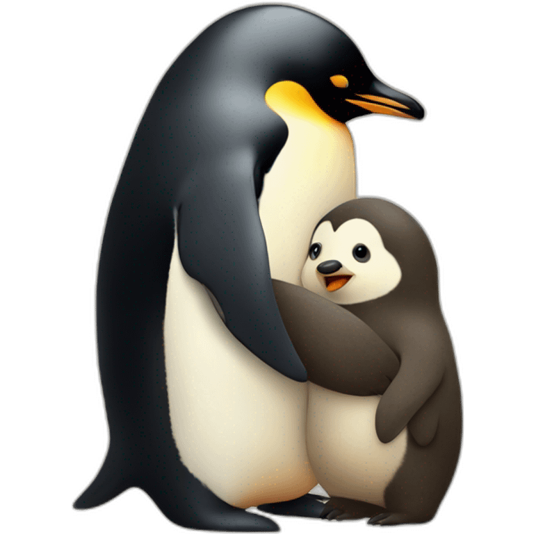 Penguin hugging a bear emoji