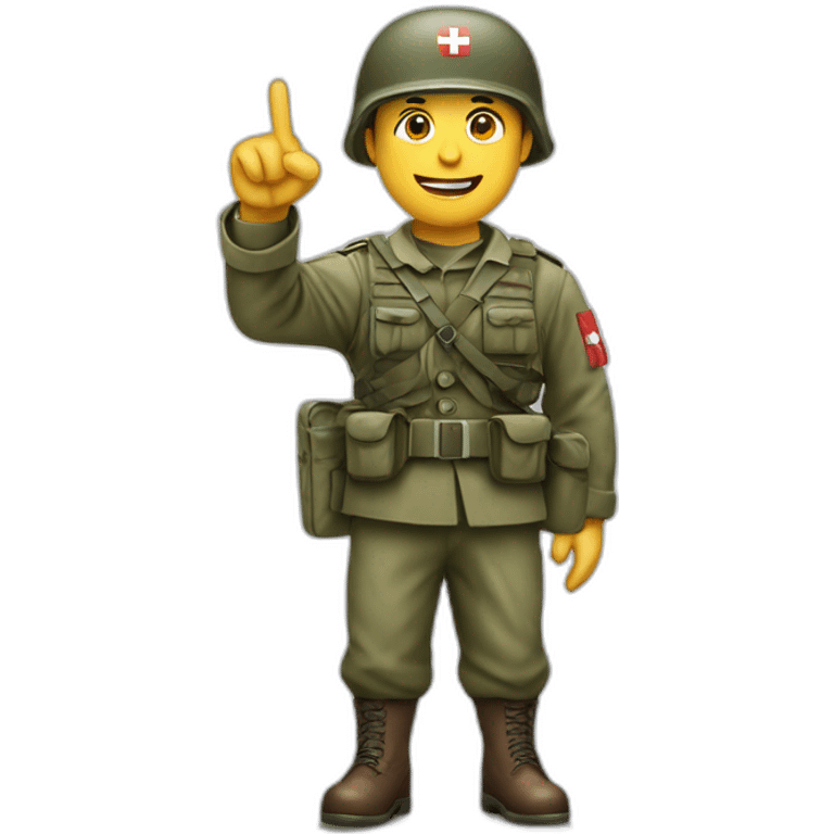 swiss army soldier pointing with hand emoji