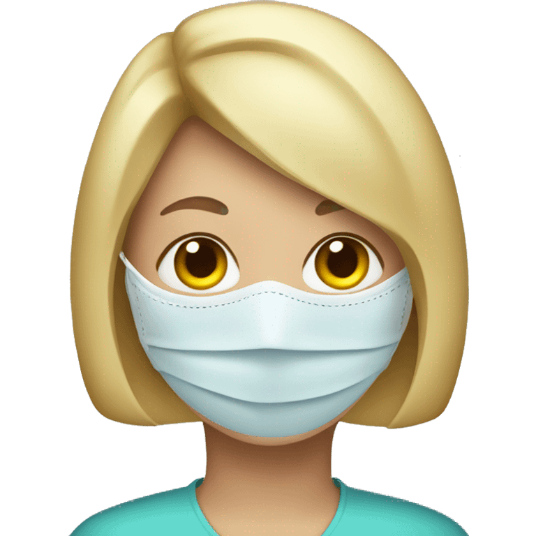 lady with blonde bob wearing a sick mask emoji