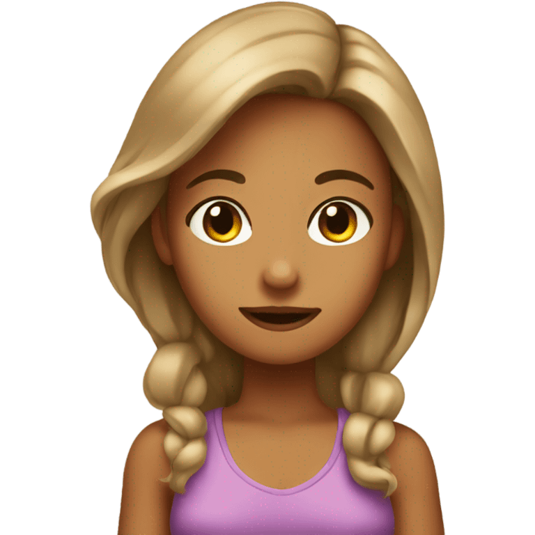 Tan girl posting emoji