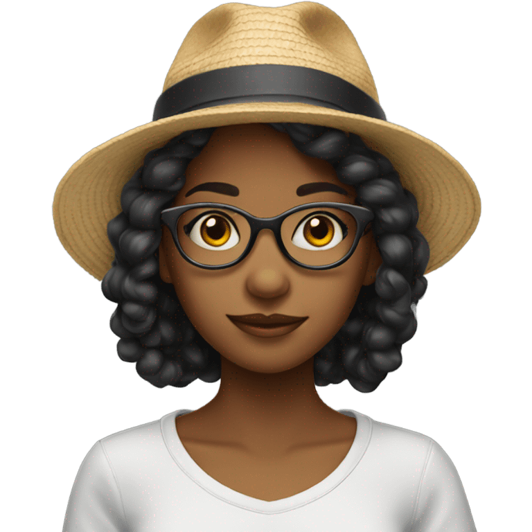 
smart teenage girl with hat and glasses emoji