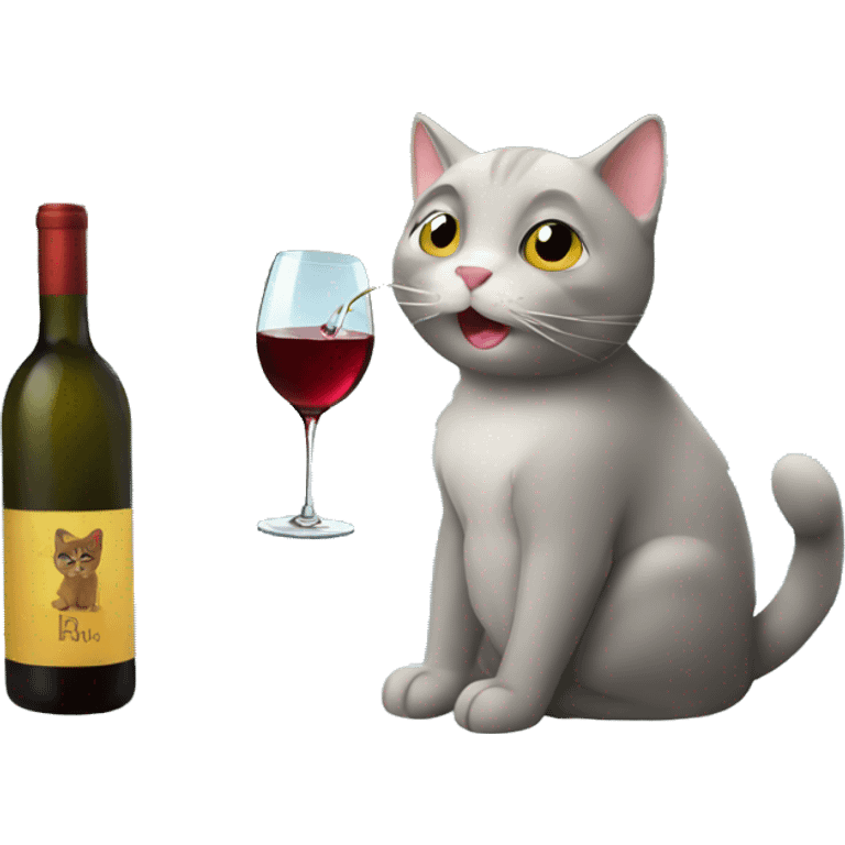 cat drinking wine by a lake emoji