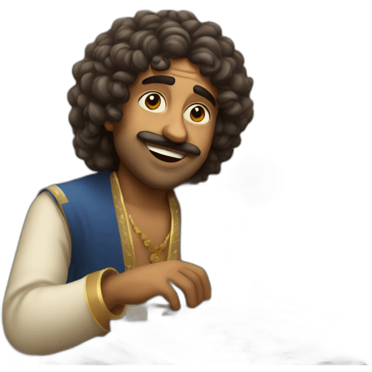 indian man with curly hair playing harmonium emoji