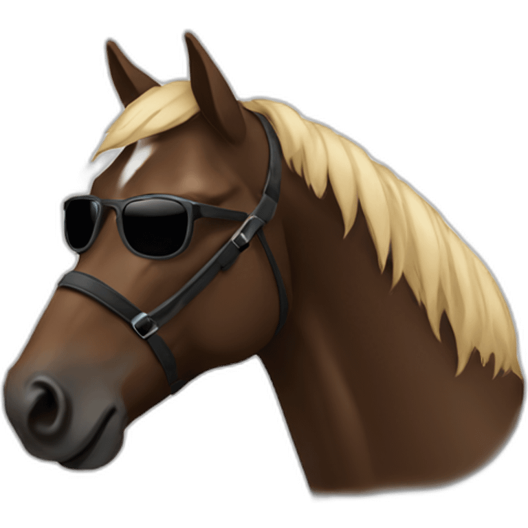 Dark brown Horse with sunglasses no white  emoji