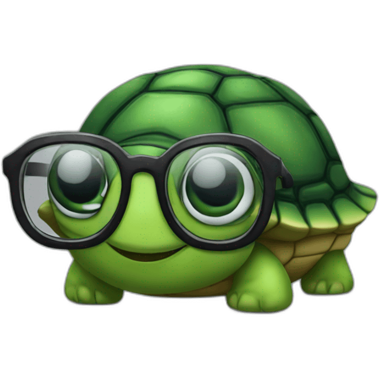 Turtle with glasses and curly long black hair emoji