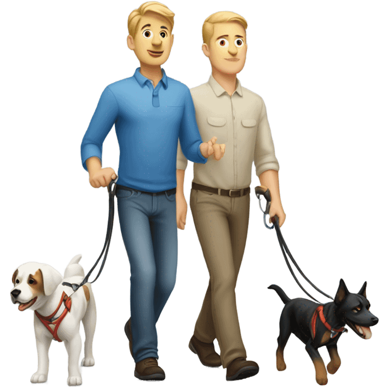 White Man walking dogs emoji