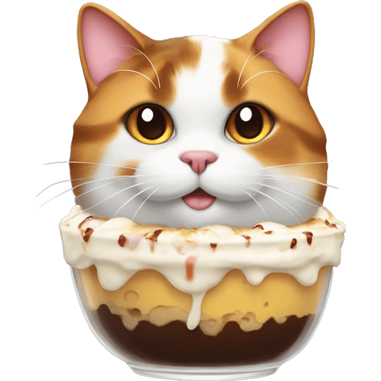 Realistic Fat calico cat with sundae emoji