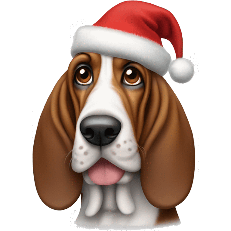 basset hound with christmas hat  emoji