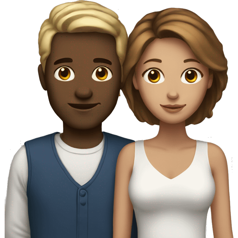 White couple with brown hair emoji