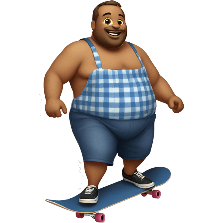 shirtless fat guy skateboarding in an apron emoji