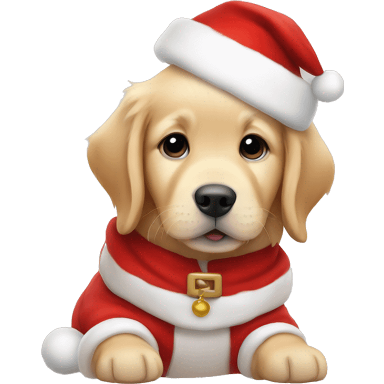 Golden retriever puppy dressed as Santa Claus emoji