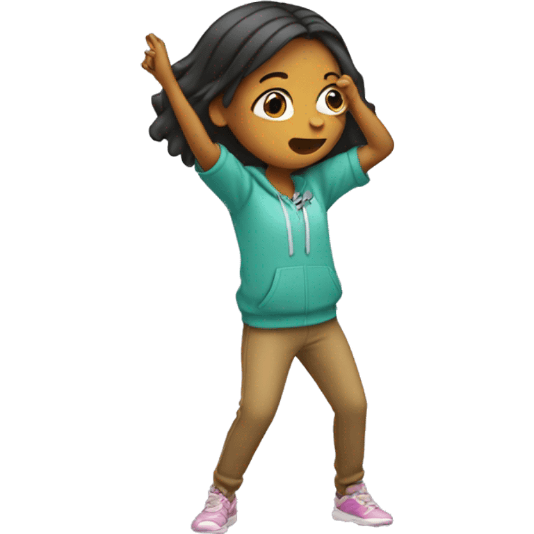 Girl doing the dab emoji